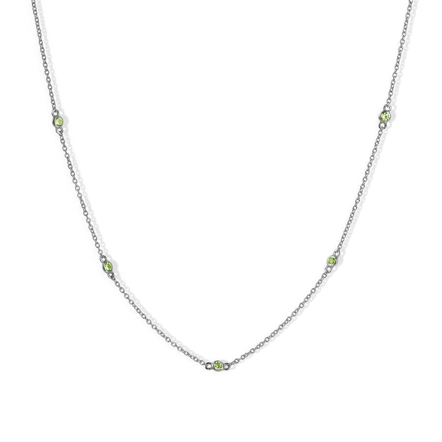 The Peridot Stoned Choker in Silver-Necklace-Black Betty Design