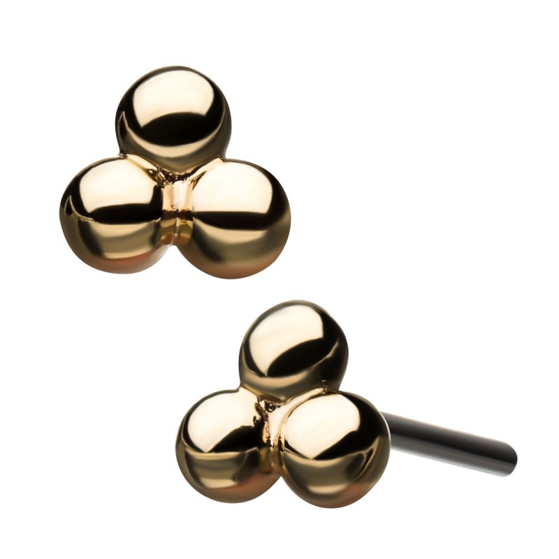 The 14kt Gold 2.8mm Tri Bead Stud Top