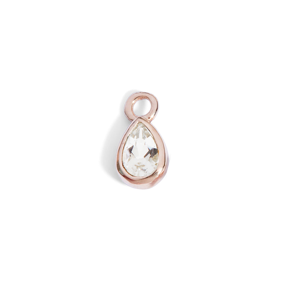 The 6x4 Pear Cut White Topaz Charm in 9kt Rose Gold-Labrets & Piercing-Black Betty Design