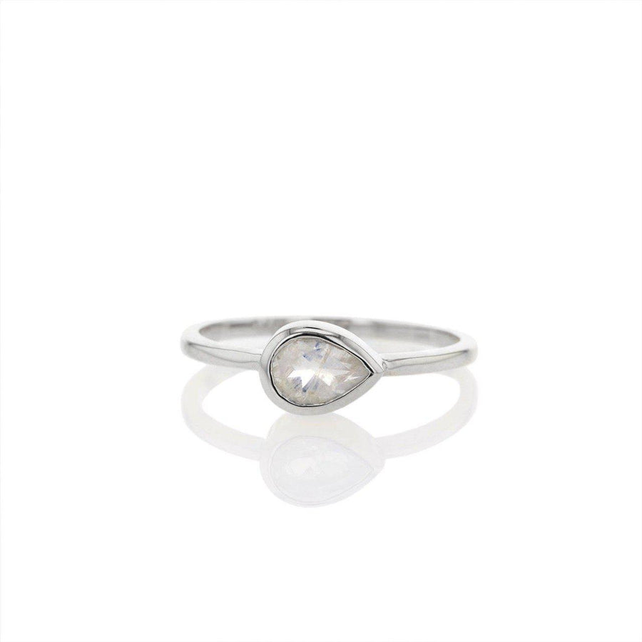 The Pear Cut Moonstone Stacker in Silver