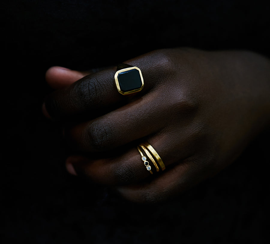 The Black Onyx Rectangle Signet Ring