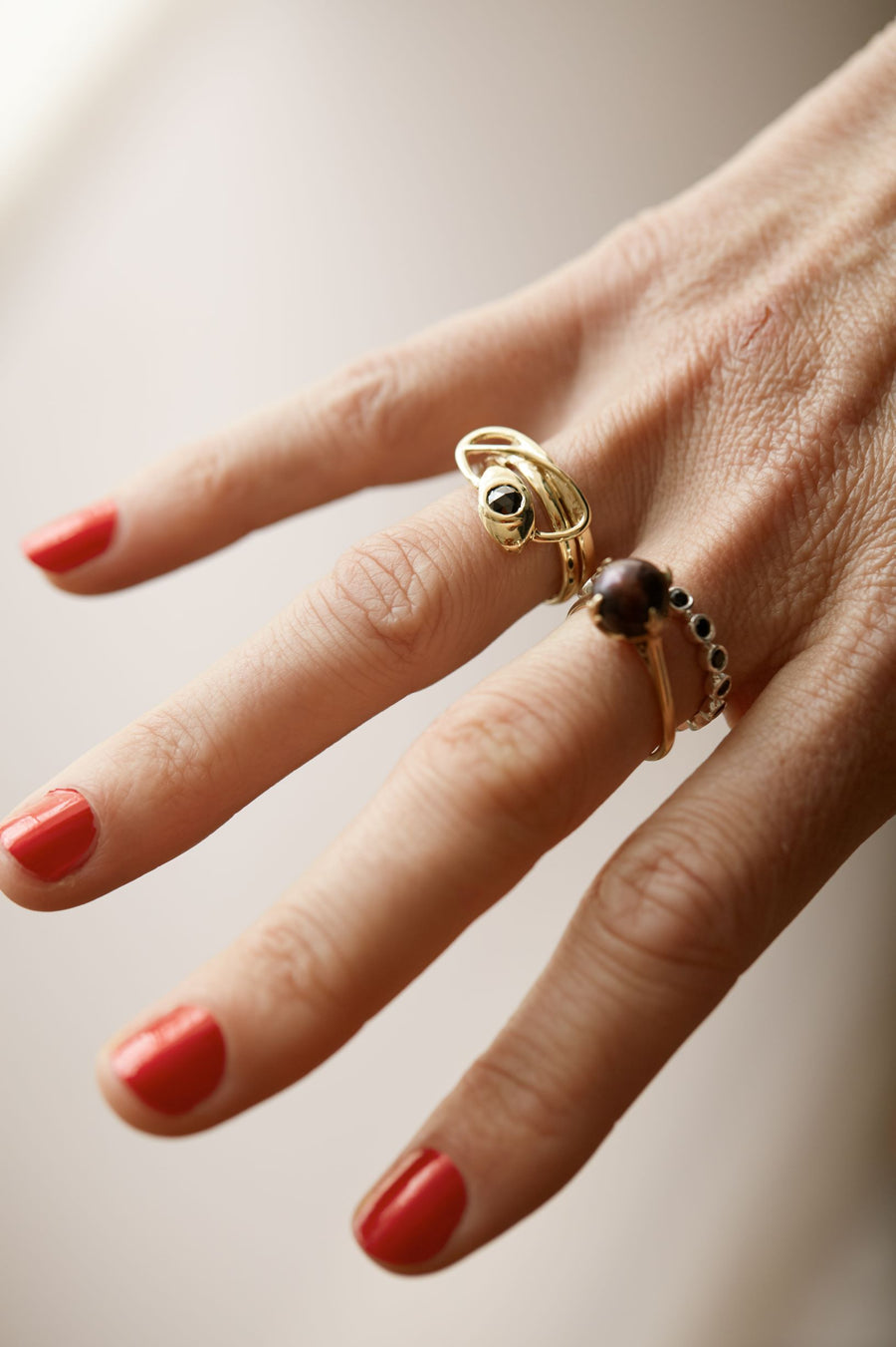 The Black Diamond Snake Ring-Ring-Black Betty Design