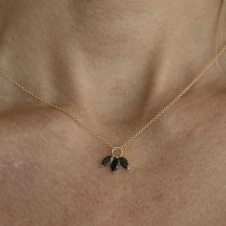 The Tri Spinel Marquise Necklace in 9kt Rose Gold-Necklace-Black Betty Design