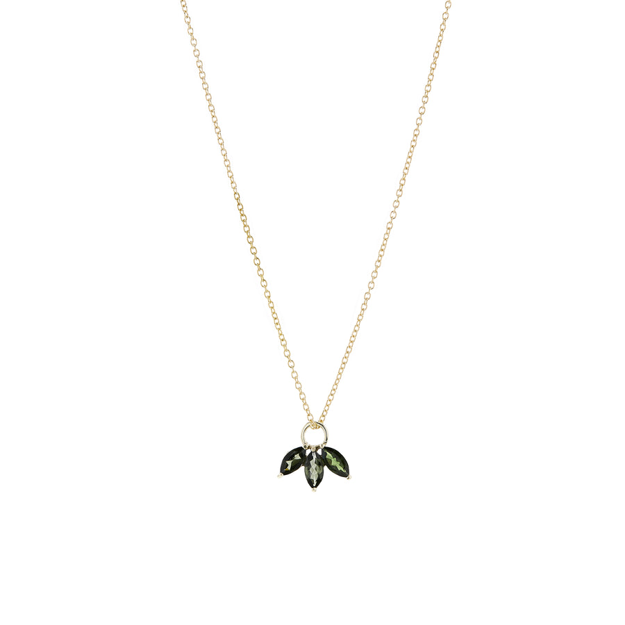 The Tri Green Tourmaline Marquise Necklace in 9kt Yellow Gold
