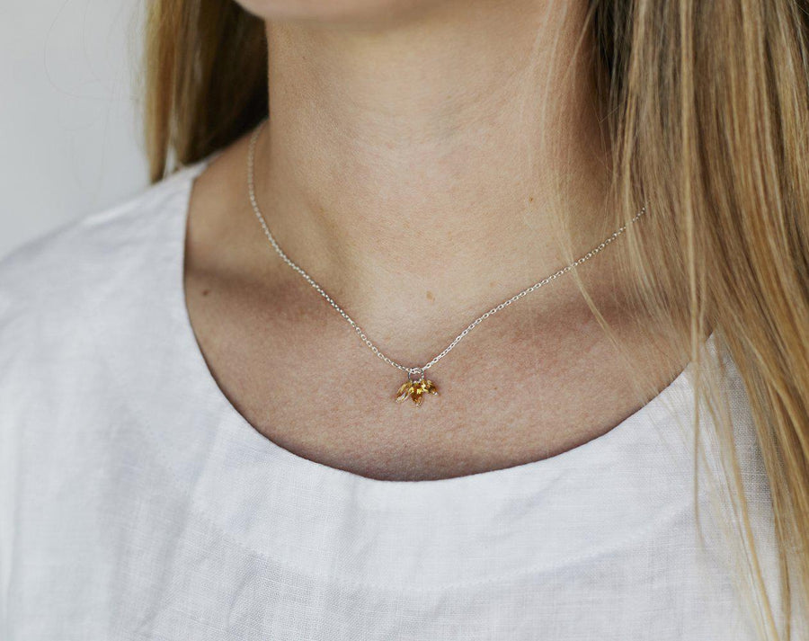 The Tri Citrine Marquise Necklace in Silver