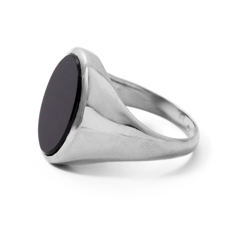 The Black Onyx Oval Signet Ring in Silver-Ring-Black Betty Design
