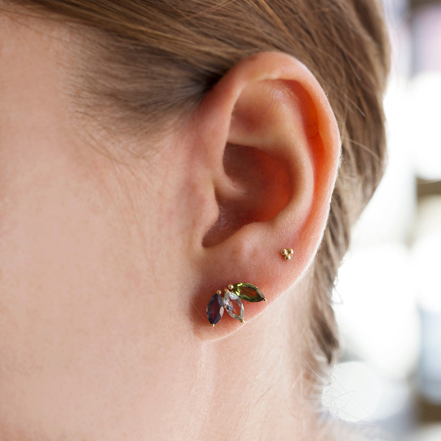 The Tri Marquise Stud in 9kt Gold-Earrings-Black Betty Design