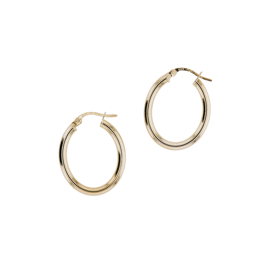 9kt Gold Oval Hoops / 25x20mm
