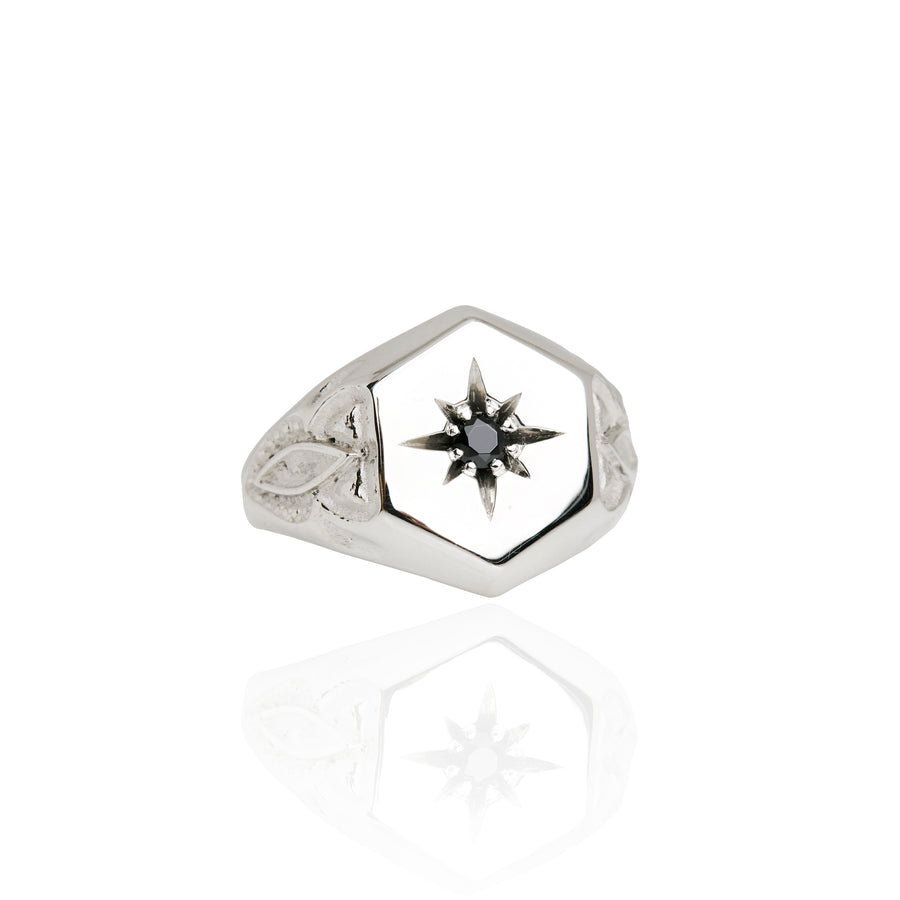 The Star Signet Ring in Silver with Spinel