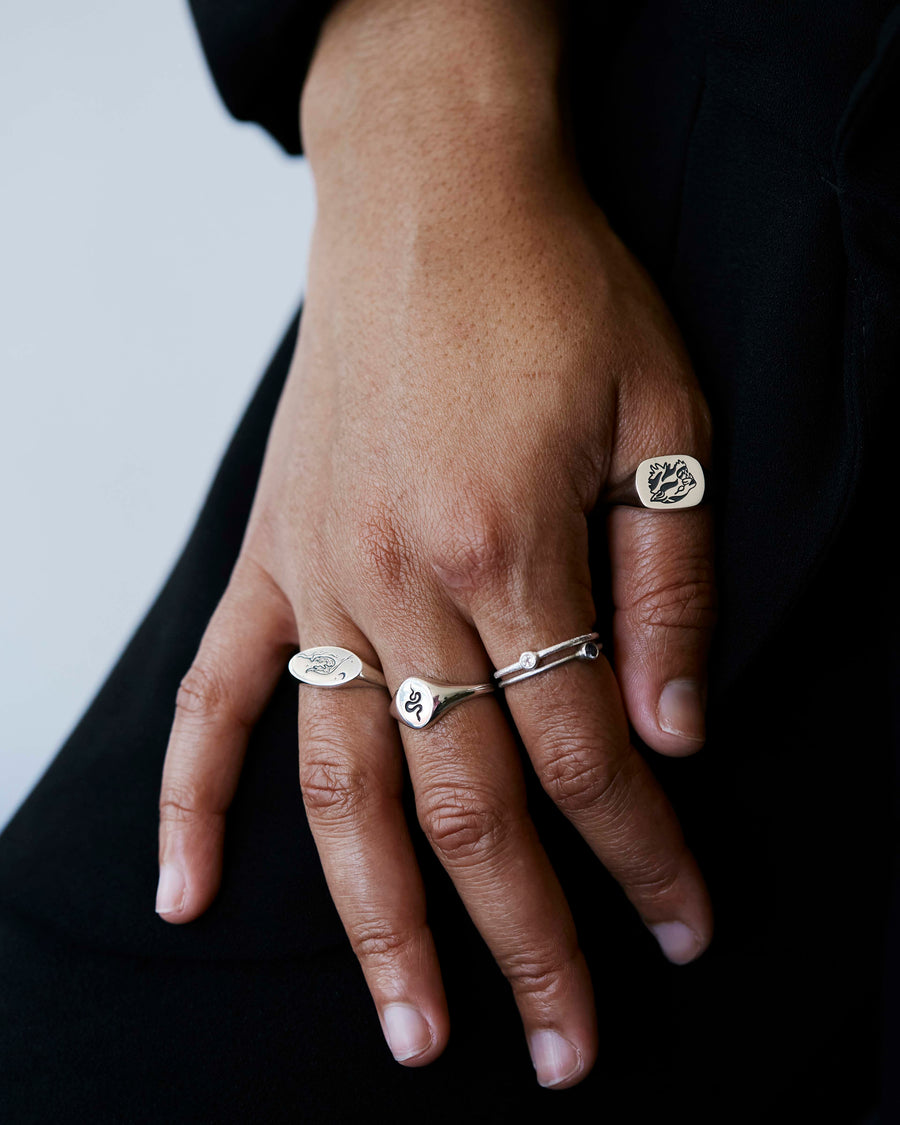 The Sickle Moon's Chunky Signet Ring in Silver