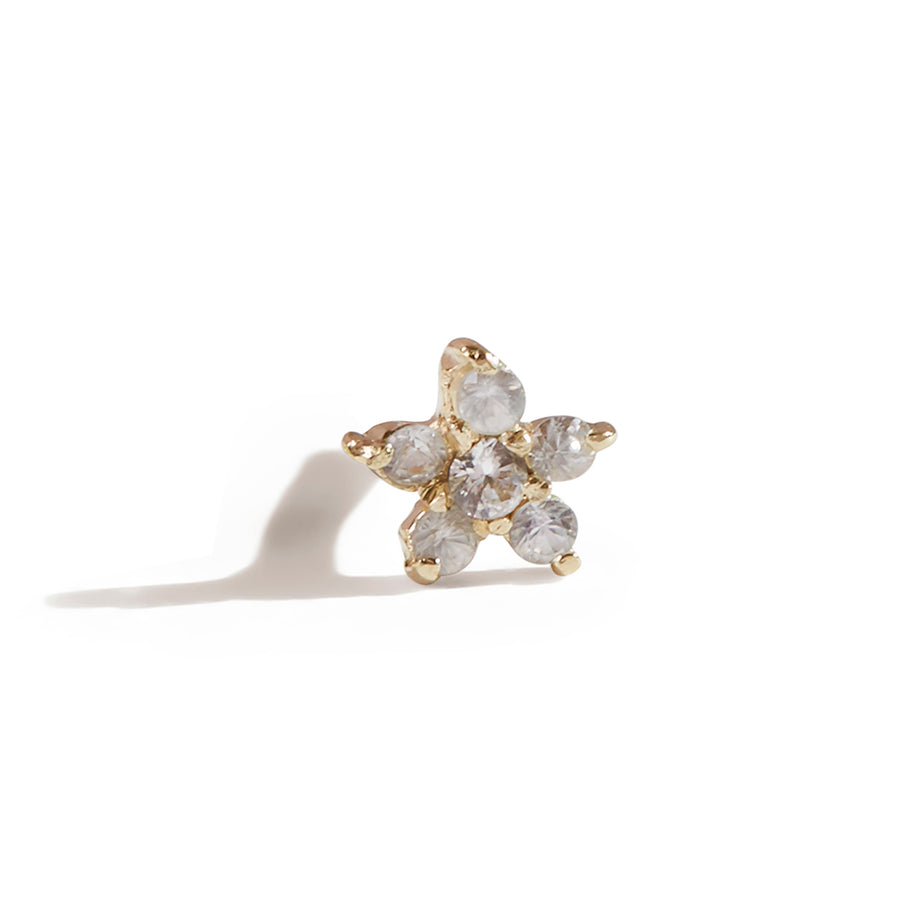 The White Sapphire Flower Stud in 9kt Gold-Earrings-Black Betty Design