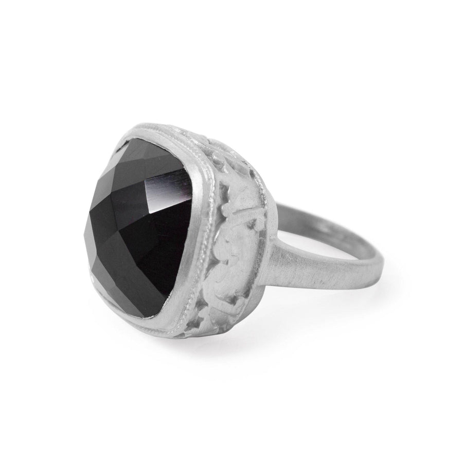 The Ornate Stoned Ring In Silver-Ring-Black Betty Design