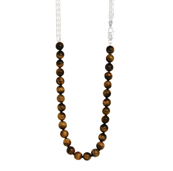The Tiger's Eye and Chain Necklace in Silver