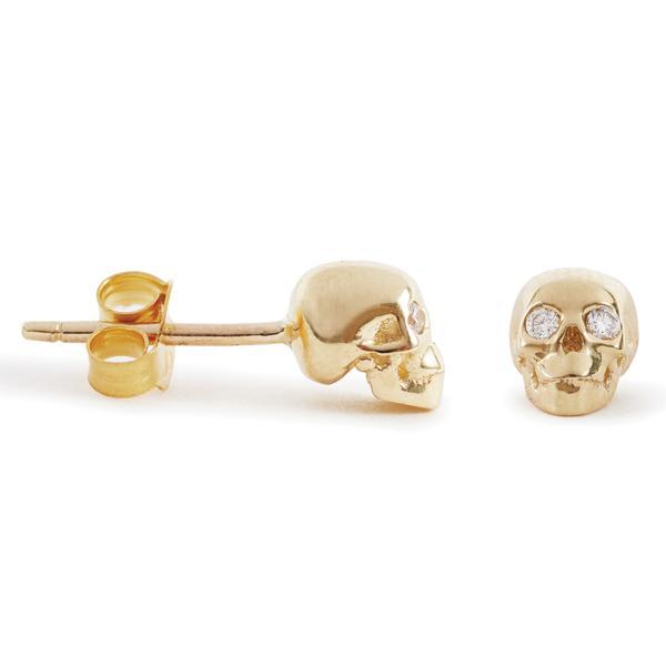 The Gold Skull Studs With Diamond Eyes-Earrings-Black Betty Design