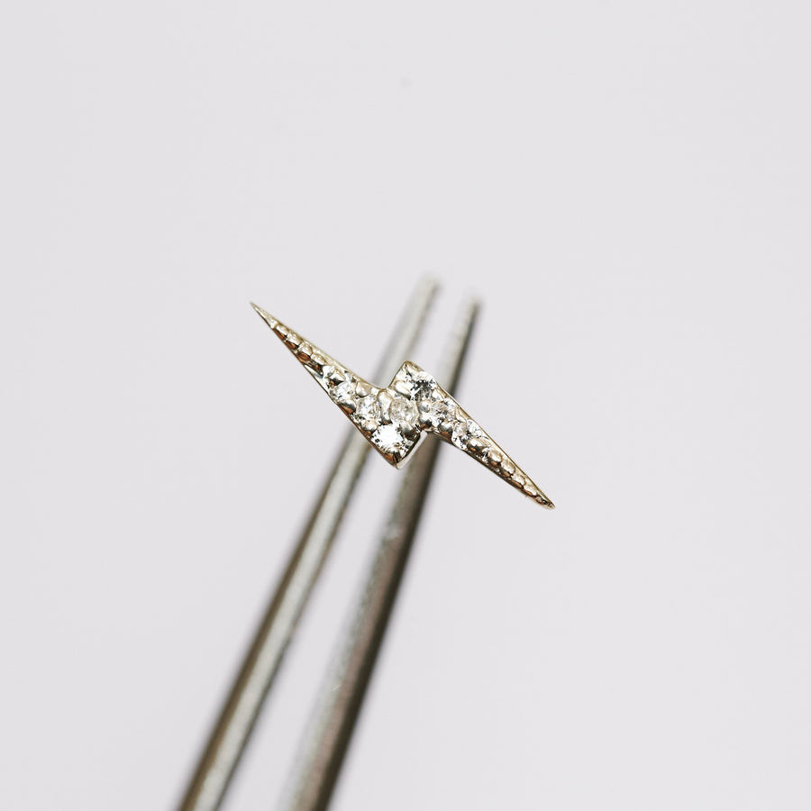 The Sapphire Lightning Bolt Stud in 9kt Yellow Gold