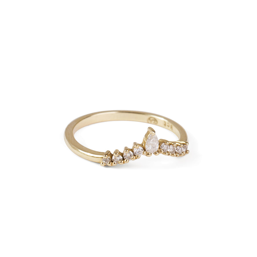 Pear Cut Diamond V Ring-Ring-Black Betty Design