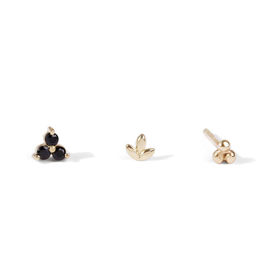 The Tri Leaf Stud in 9kt White Gold-Earrings-Black Betty Design