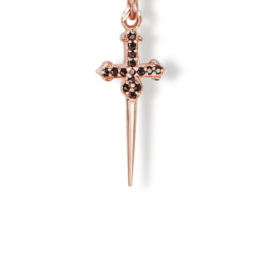 The Stoned Dagger Necklace in 9kt Rose Gold-Necklace-Black Betty Design