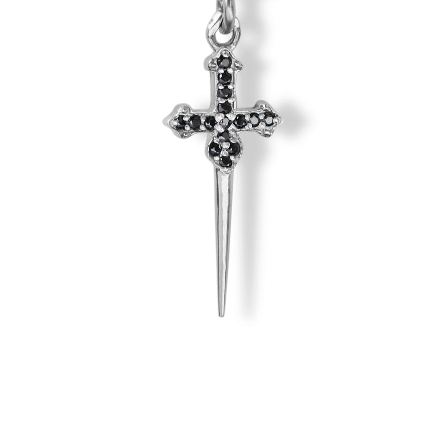 The Stoned Dagger Necklace in Silver-Necklace-Black Betty Design