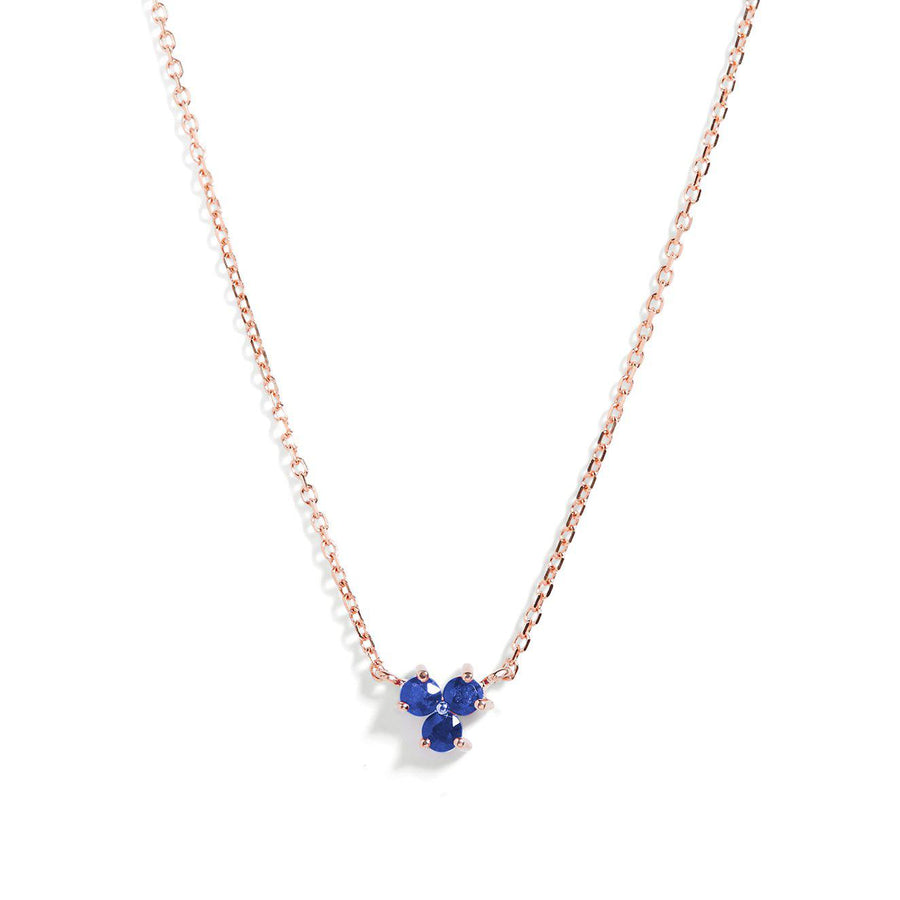 The Trio Sapphire Necklace in 9kt Rose Gold-Necklace-Black Betty Design