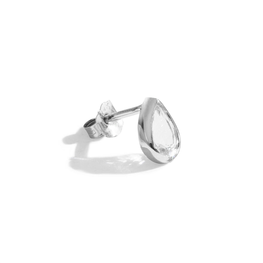 The 6x4 Pear Cut Stone Stud in Silver-Earrings-Black Betty Design