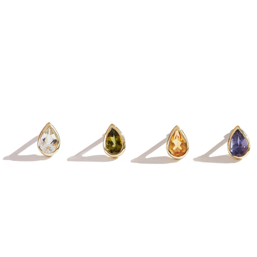 The 6x4 Pear Cut Stone Stud in 9kt Yellow Gold-Earrings-Black Betty Design