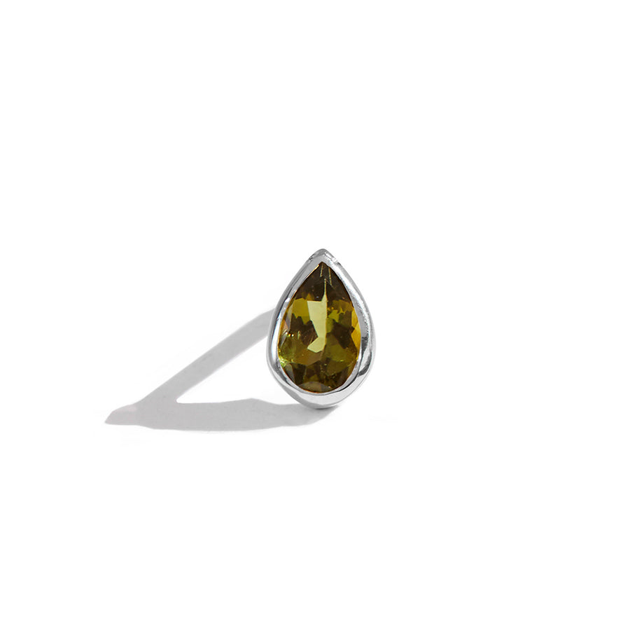 The 6x4 Pear Cut Stone Stud in Silver-Earrings-Black Betty Design