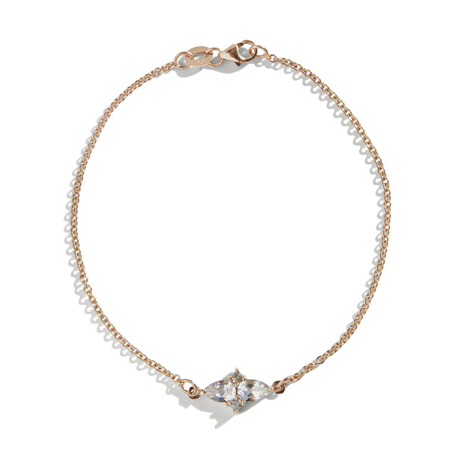The Double Pear Cluster White Topaz Bracelet in 9kt Rose Gold-Black Betty Jewellery Design, South Africa