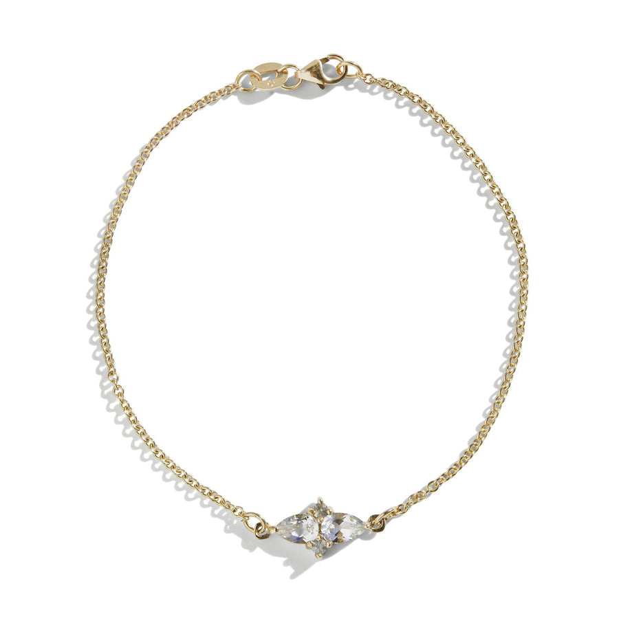 The Double Pear Cluster White Topaz Bracelet in 9kt Yellow Gold-Black Betty Jewellery Design, South Africa