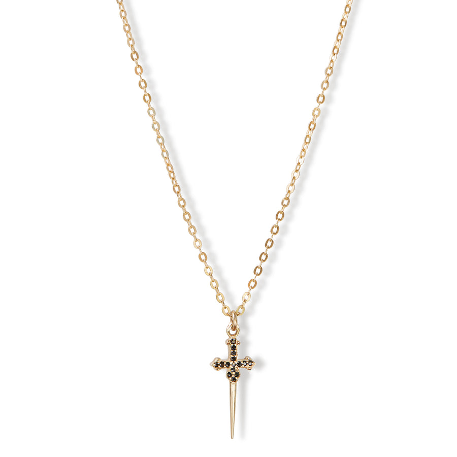 The Stoned Dagger Necklace in 9kt Gold-Necklace-Black Betty Design