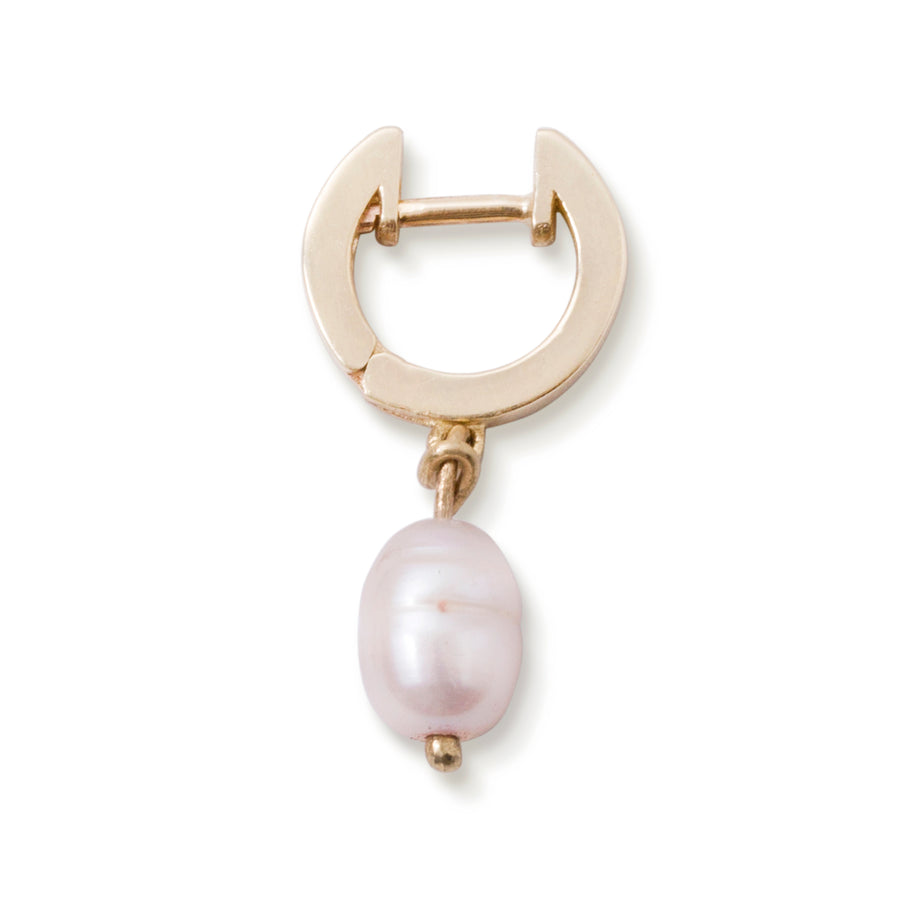 Medium Pearl Charm Huggie in Gold-Earrings-Black Betty Design