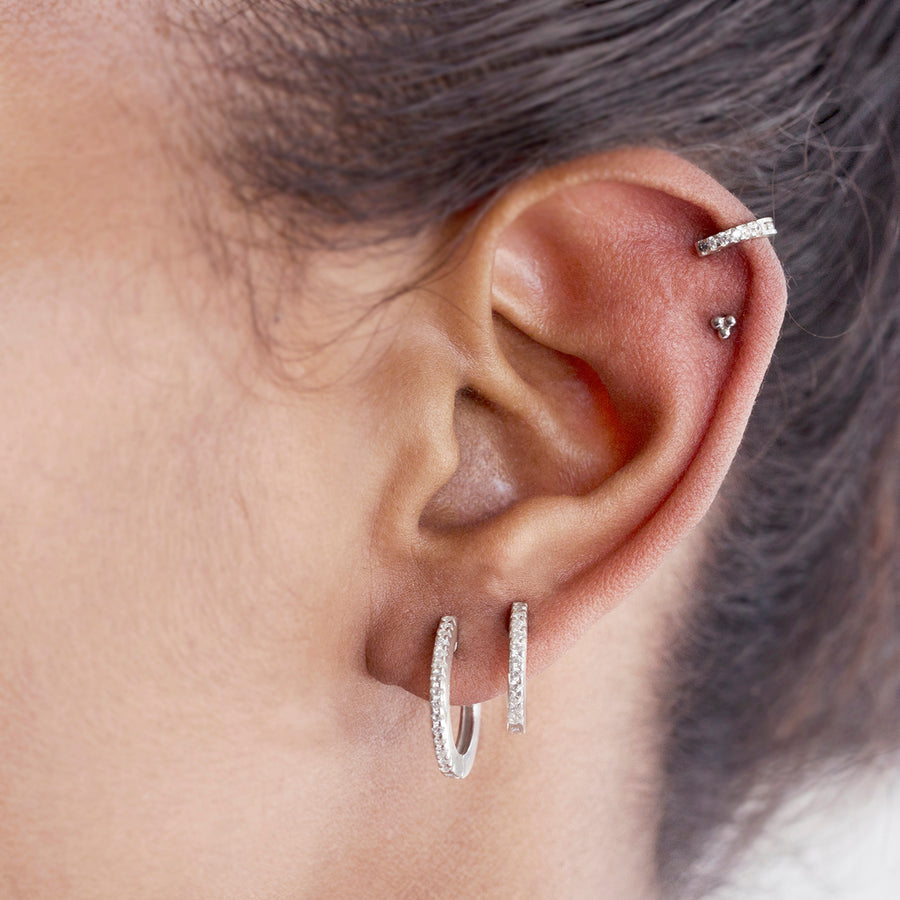 The Xtra-Large Stoned Huggie in Silver-Earrings-Black Betty Design