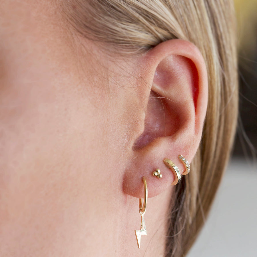 The Mini Stoned Huggie in Gold-Earrings-Black Betty Design