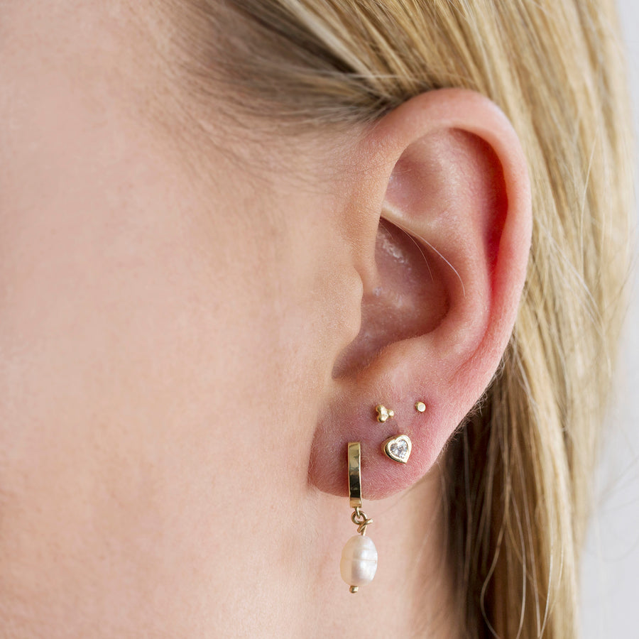 Medium Pearl Charm Huggie in Gold-Earrings-Black Betty Design