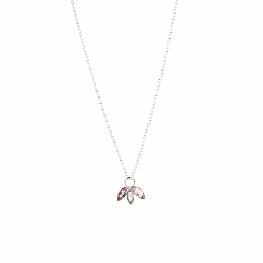 The Tri Pink Tourmaline Marquise Necklace in Silver