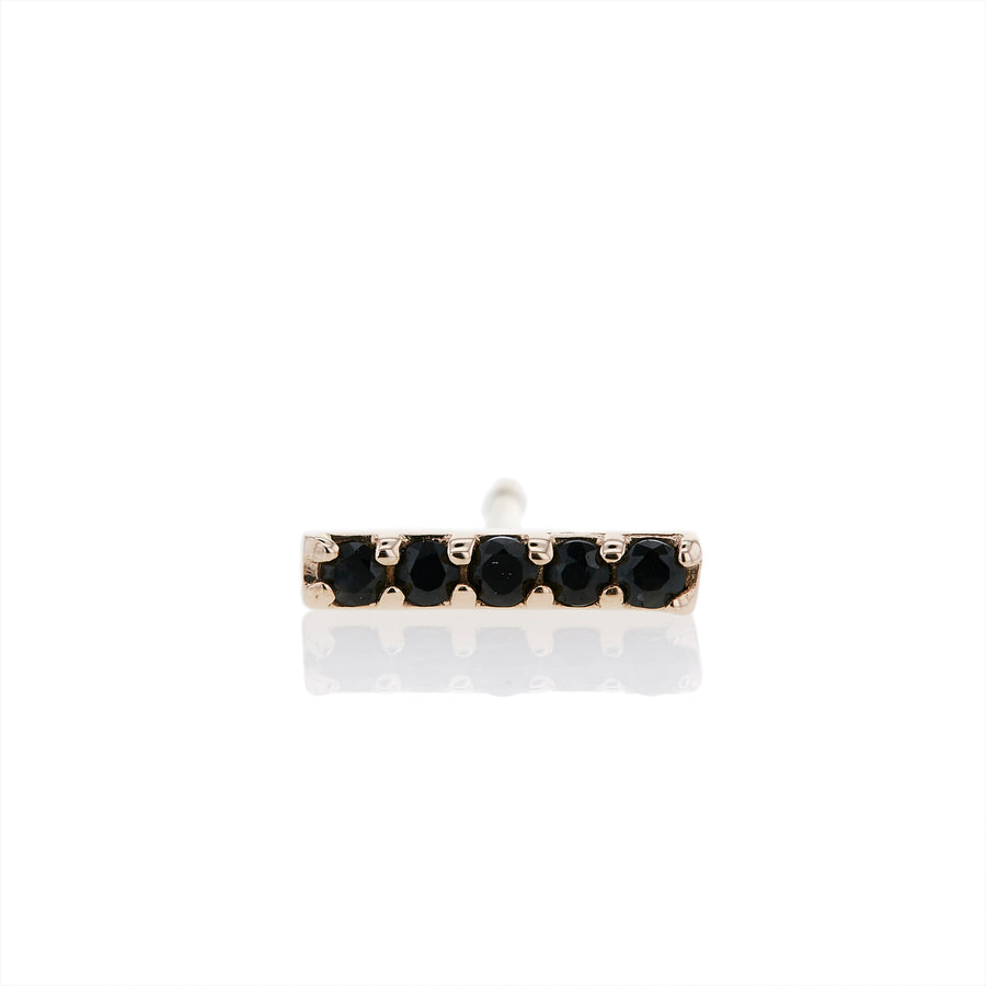 The Black Sapphire Bar Stud in 9kt Rose Gold