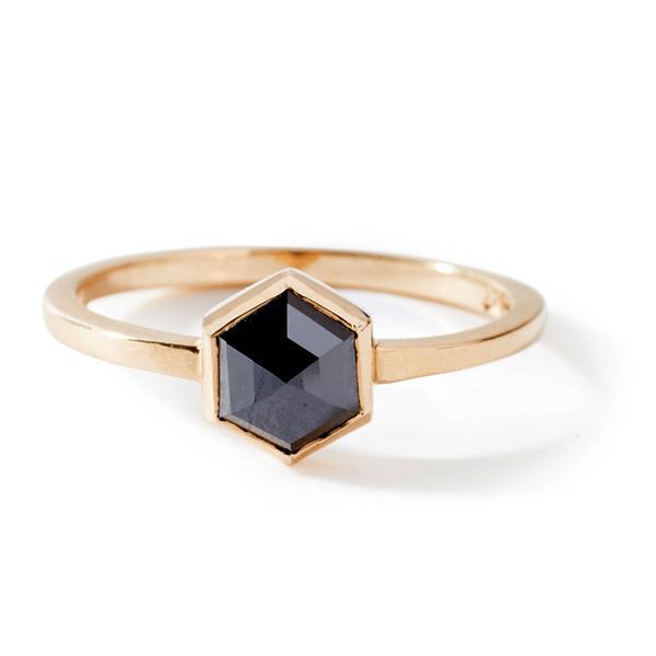 The Rose Black Hexagon Diamond Ring-Ring-Black Betty Design