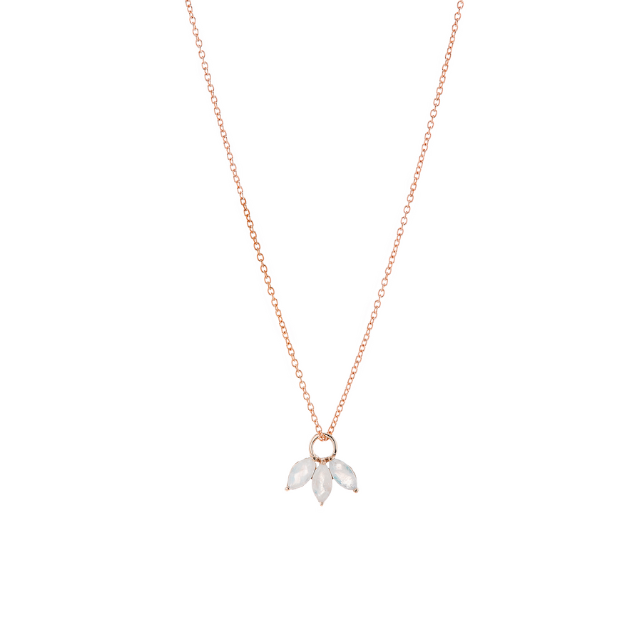 The Tri Moonstone Marquise Necklace in 9kt Rose Gold