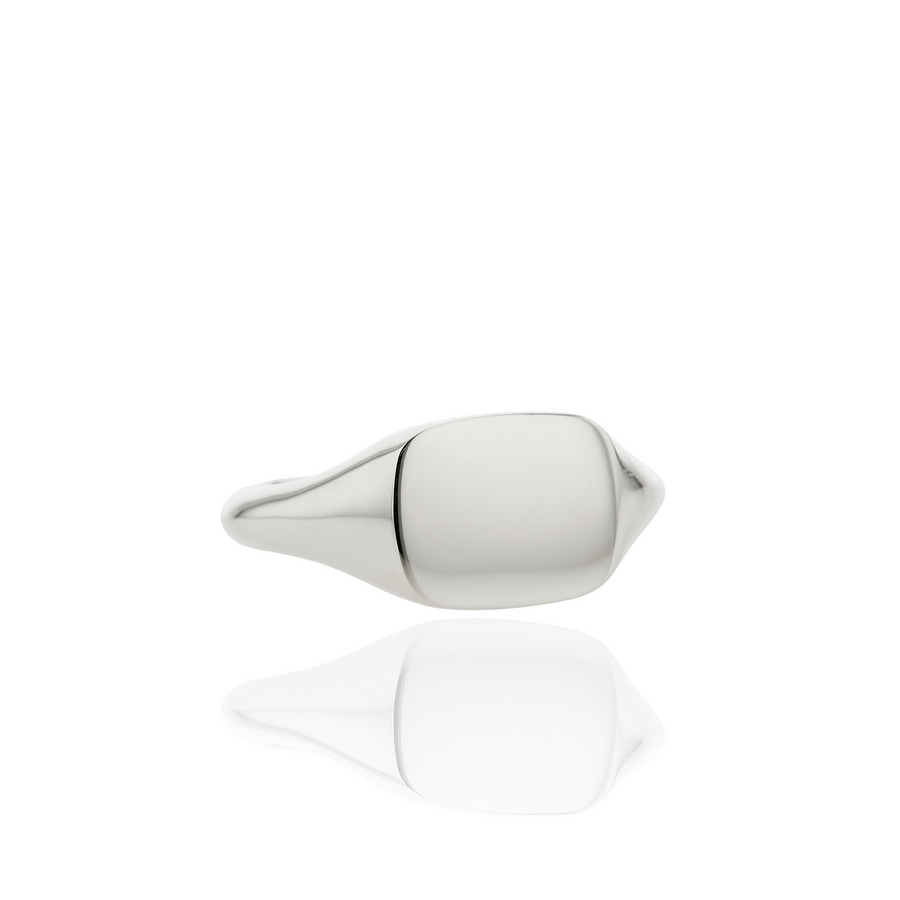 The Petite Cushion Signet Ring in Silver