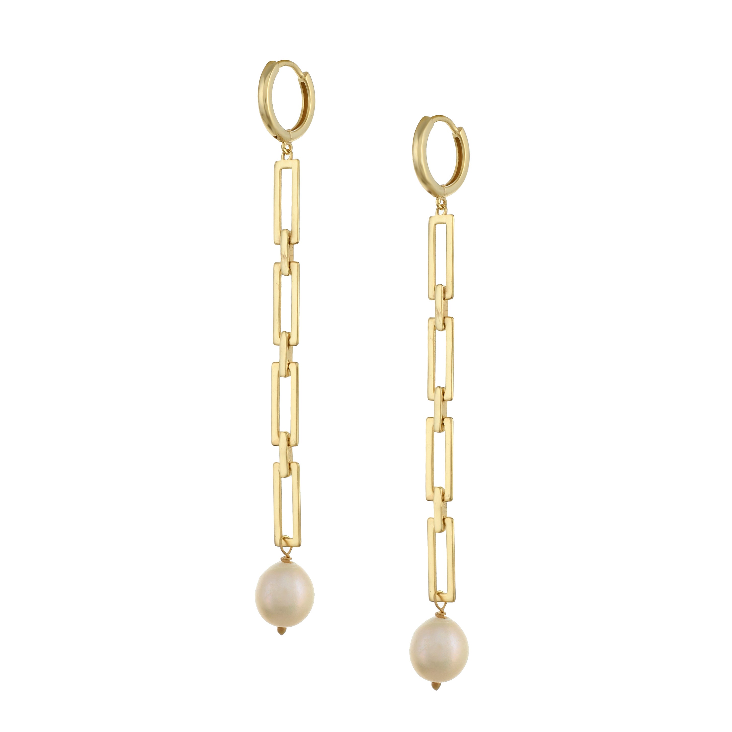 The Chained Pearl Drop Earrings – Black Betty Design