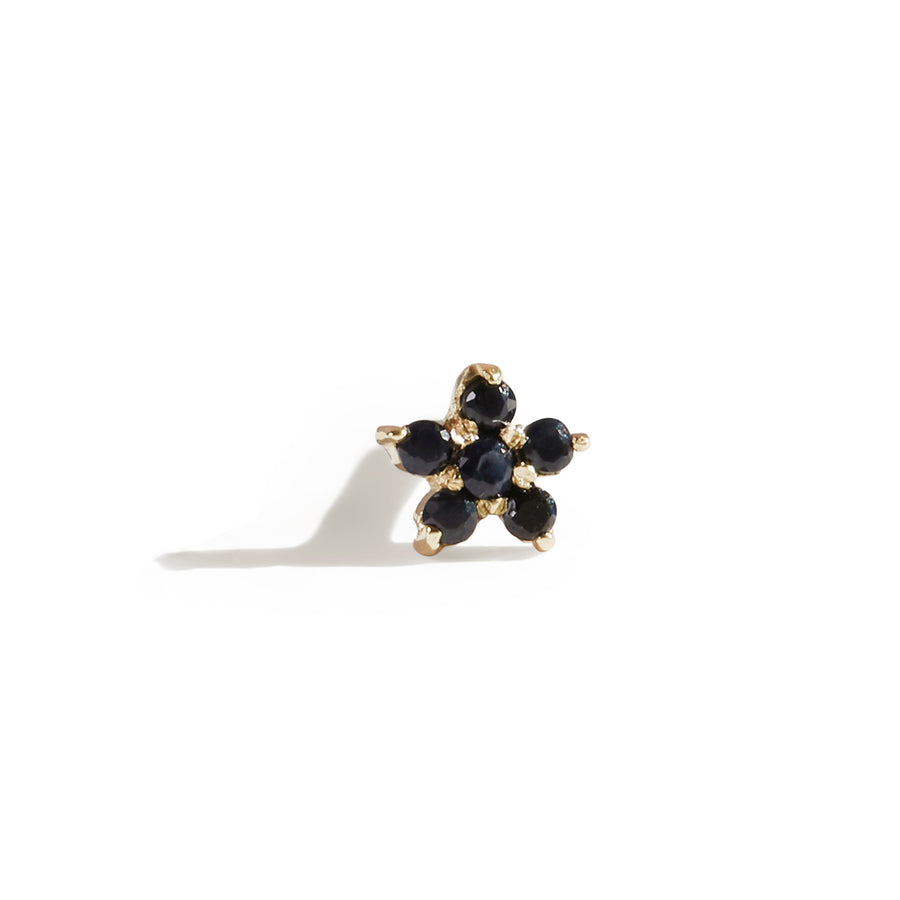The Black Sapphire Flower Stud in 9kt Gold-Earrings-Black Betty Design