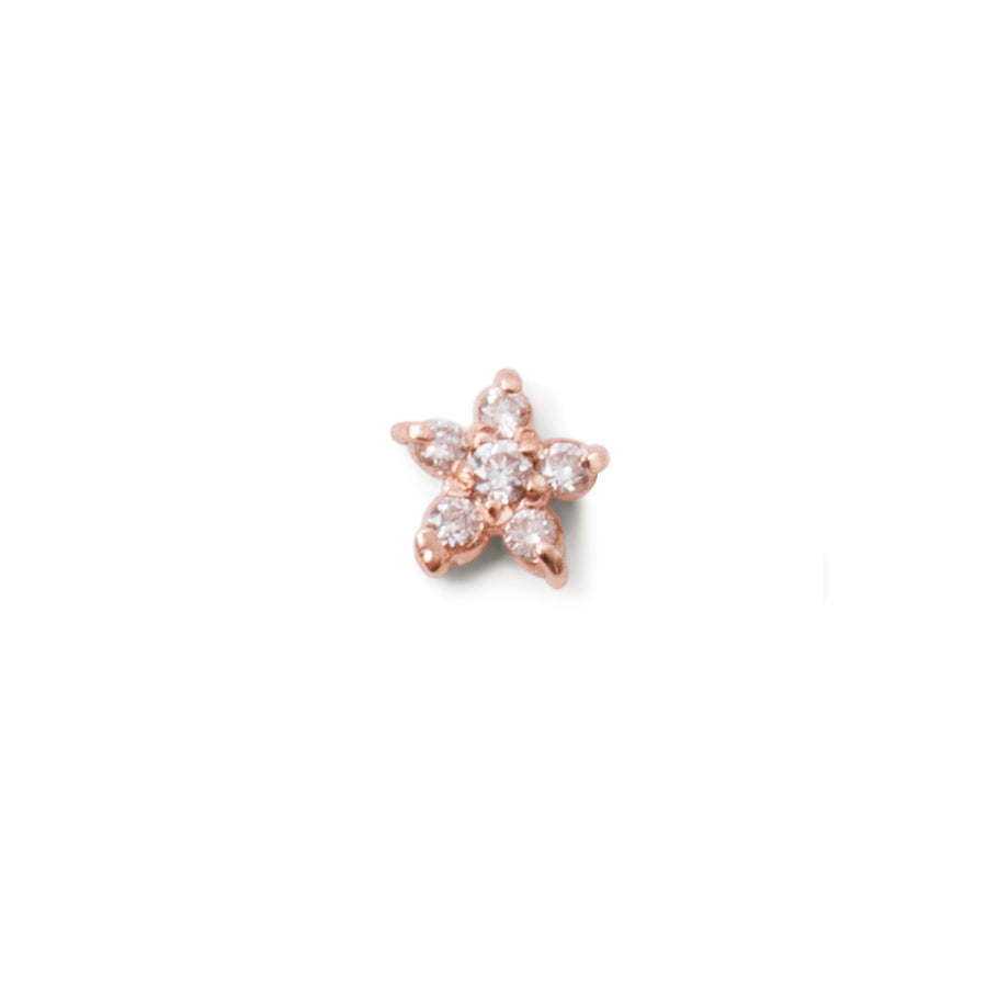 The White Sapphire Flower Stud in 9kt Rose Gold-Black Betty Jewellery Design, South Africa