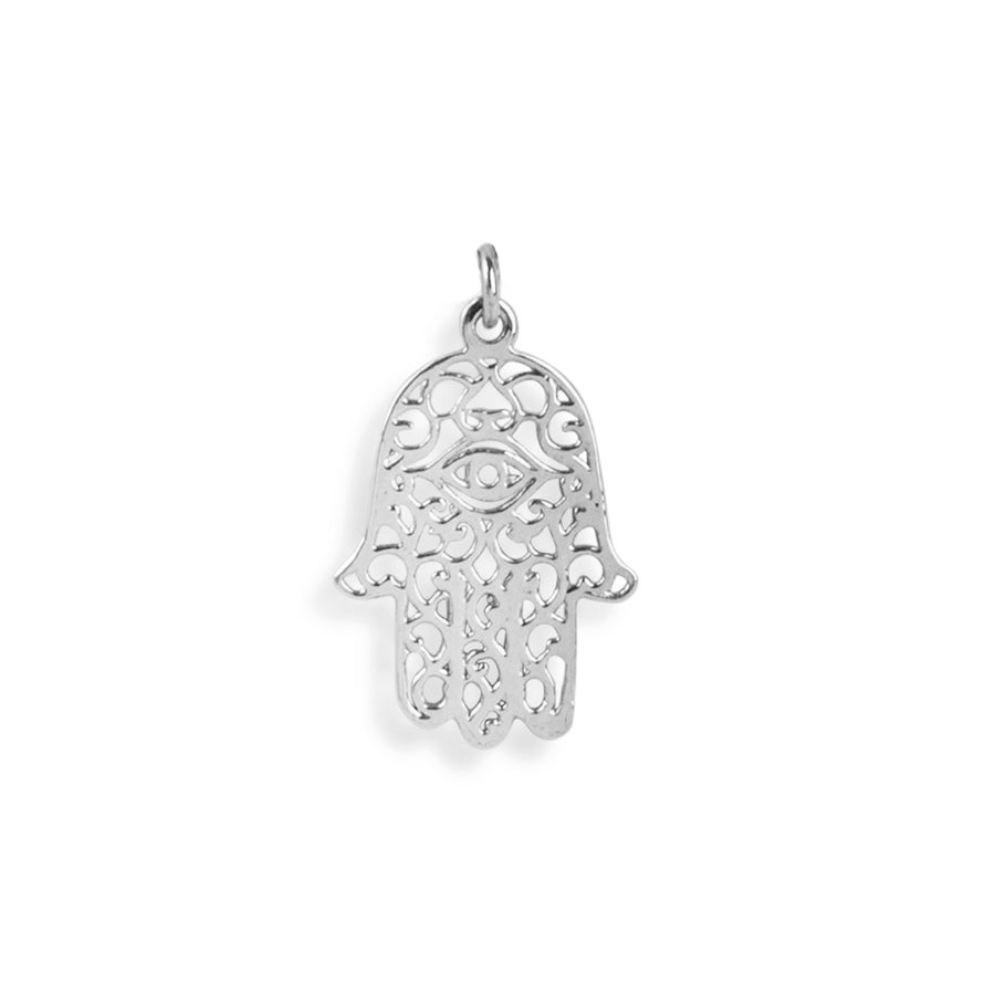 The Silver Hamsa Hand Necklace-Necklace-Black Betty Design
