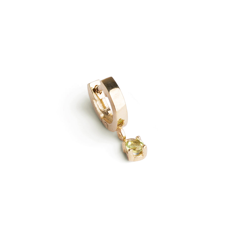 The Mini Peridot Stoned Charm Huggie In Gold