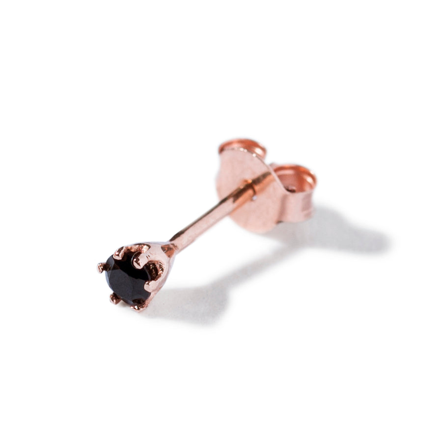 The Mini Prong Set Stone Stud in 9kt Rose Gold-Earrings-Black Betty Design