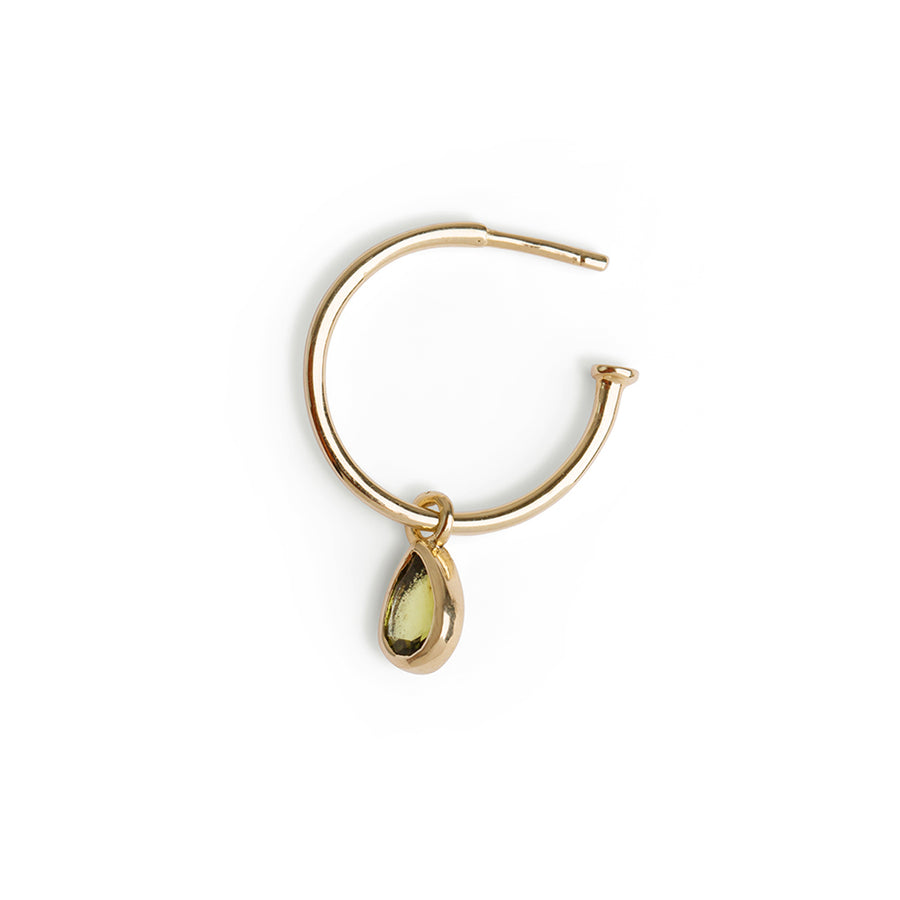 The Dancing Pear-Cut Green Tourmaline Hoops in Gold (pair)