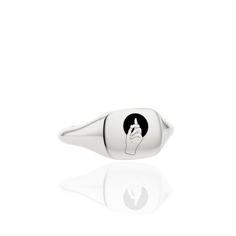 The Poised Hand's Chunky Signet Ring in Silver