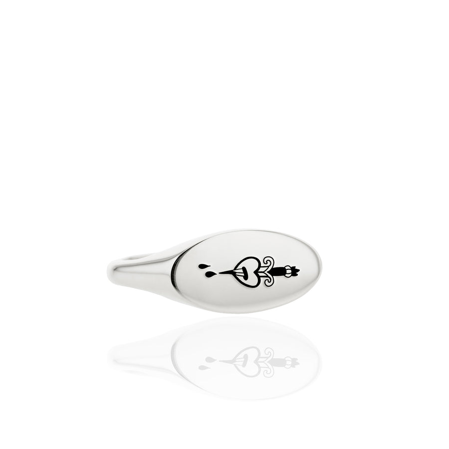 The Pierced Heart's Slim Signet Ring in Silver