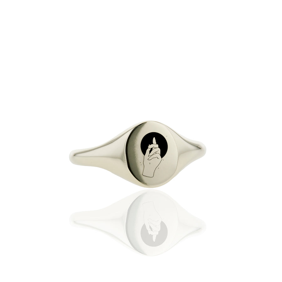 The Poised Hand's Slim Signet Ring in Gold