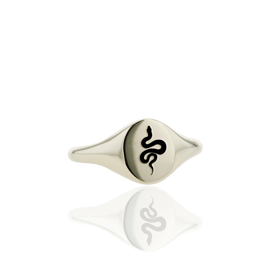 The Serpent's Slim Signet Ring in Gold